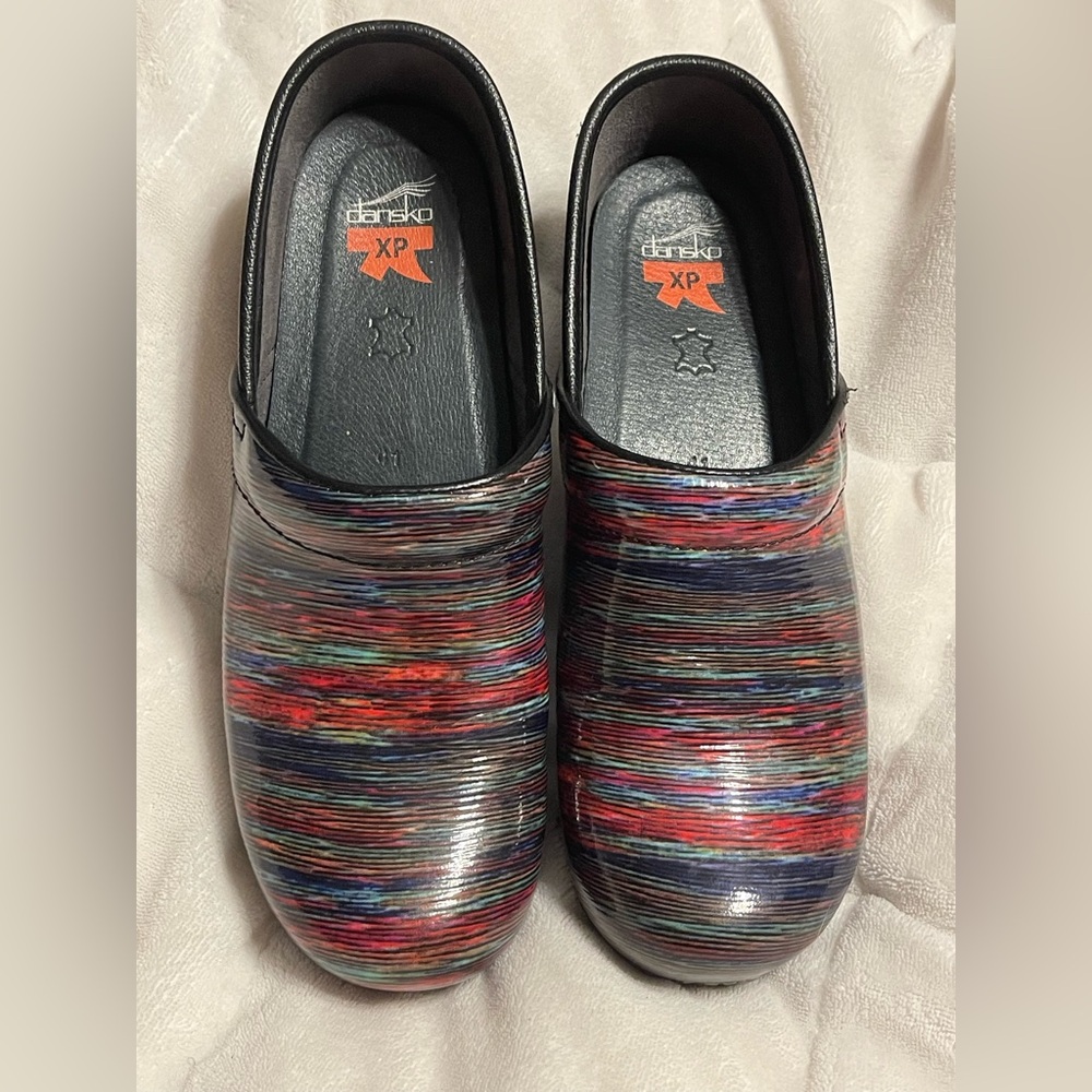 Dansko 41 Leather Professional Multicolor Stripe Nurse Teacher Classic Clog
